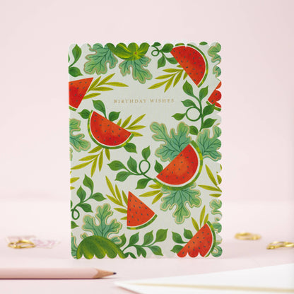 Birthday Wishes Watermelon Greeting Card by Paper Raven Co and Ricicle Cards