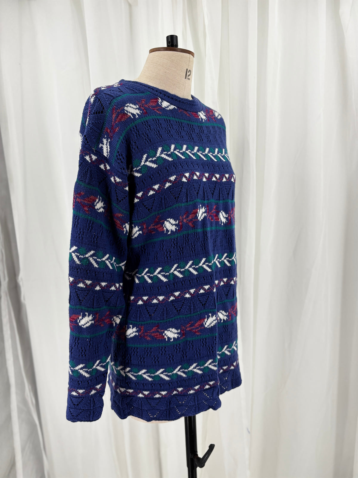 Vintage 90s Patterned Knit Jumper in Blue Purple