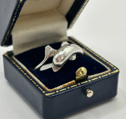 Silver Dolphin Ring size T1/2