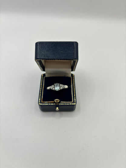 Vintage 925 Silver Ring Blue Cubic Zirconia size R