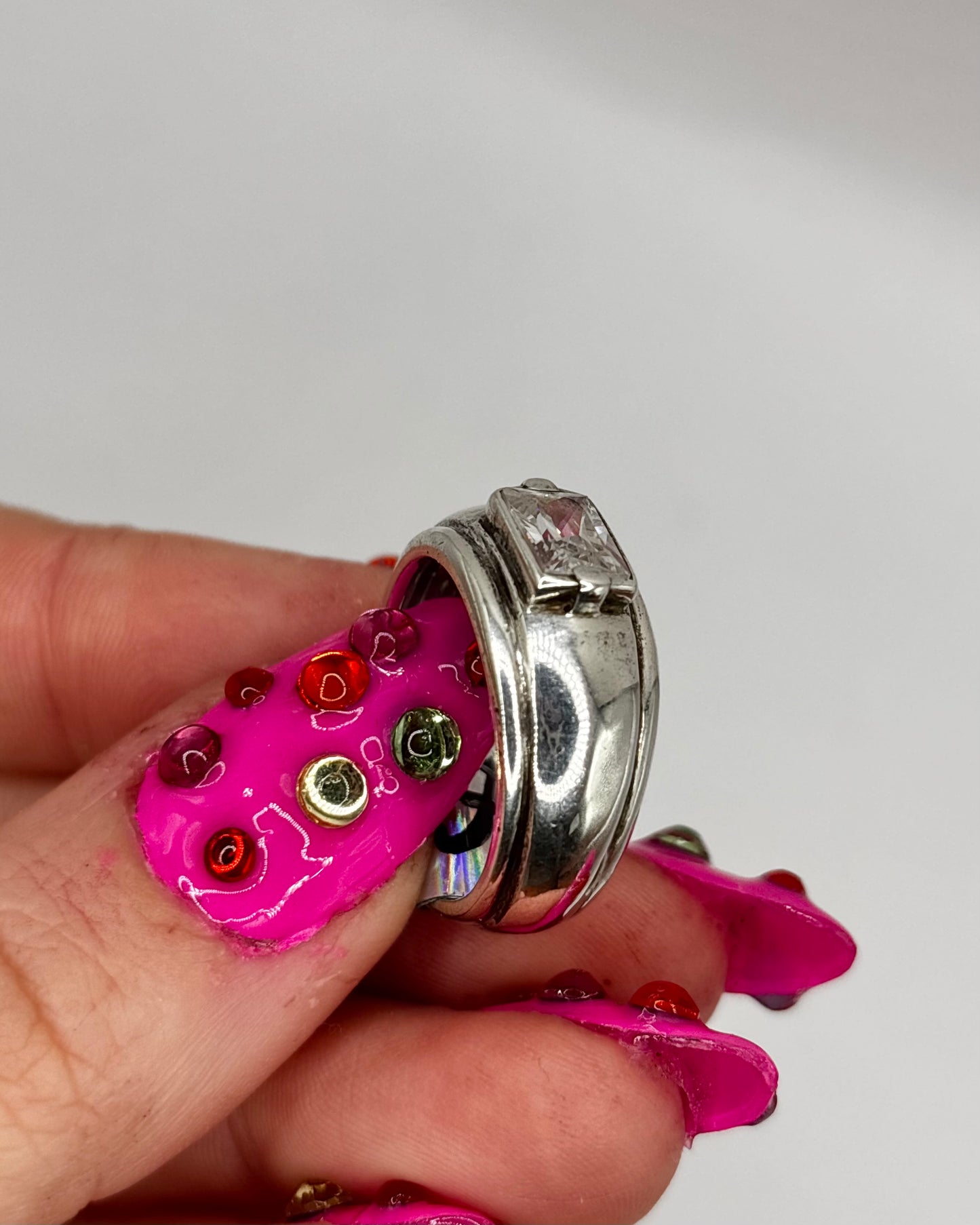 Vintage Sterling Silver Ring, with Square CZ, size O