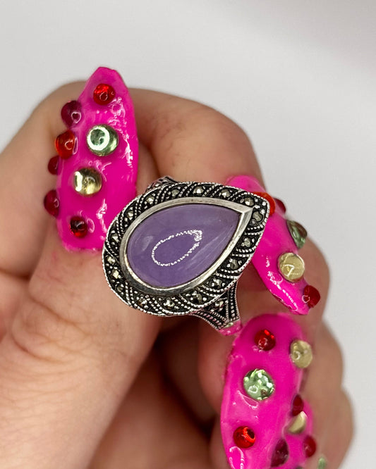 Vintage Sterling Silver Amethyst Ring, size P