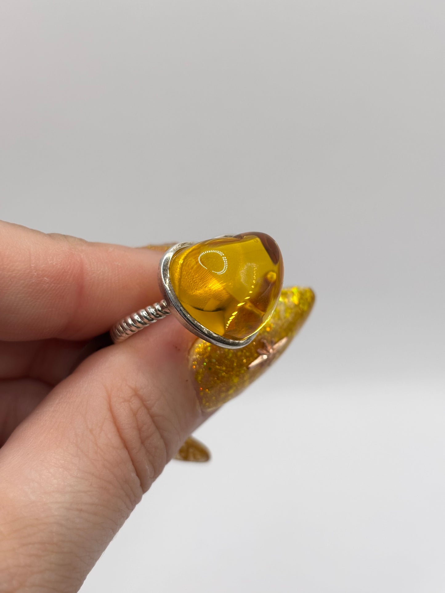 Sterling Silver Bubble Heart Stone Ring, Size P1/2