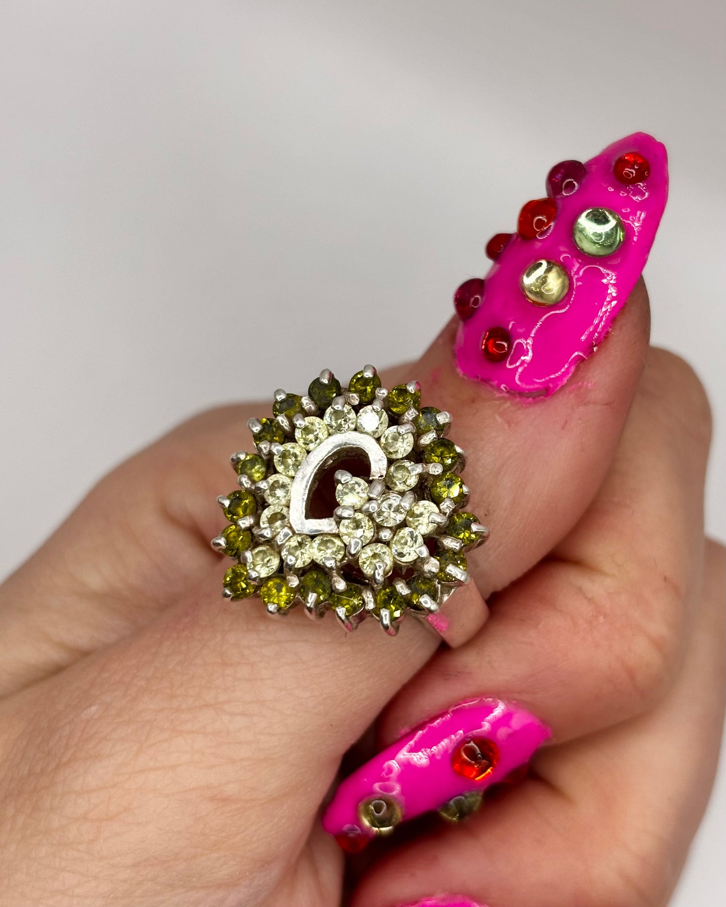 Vintage Sterling Silver Cocktail Cluster Ring, size S