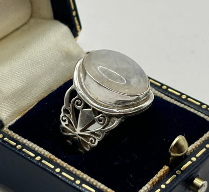 *Vintage Sterling Silver Ring with Moonstone, Size H