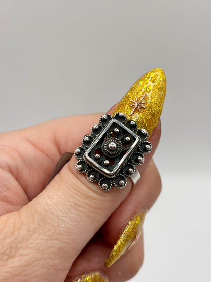 Vintage Sterling Silver Filigree Ring, Adjustable