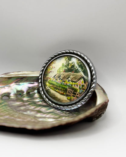 1940s Hand-painted Brooch / Cottage