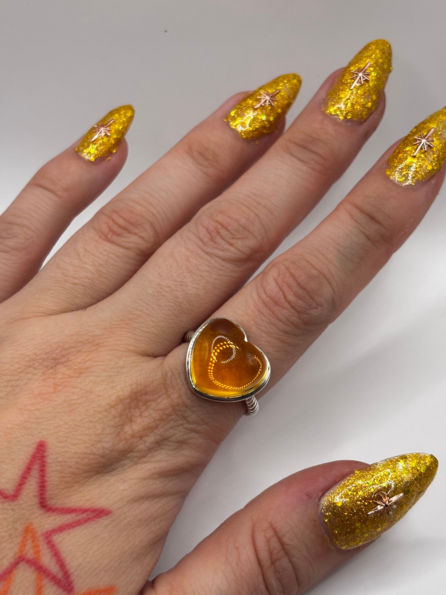 Sterling Silver Bubble Heart Stone Ring, Size P1/2