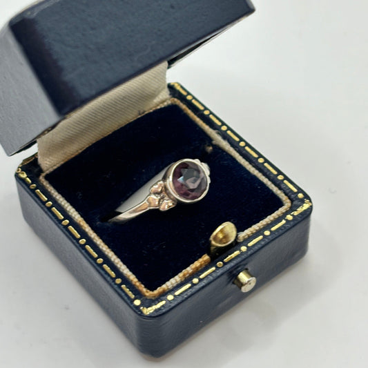 Vintage Sterling Silver Ring, Amethyst, UK Size P1/2