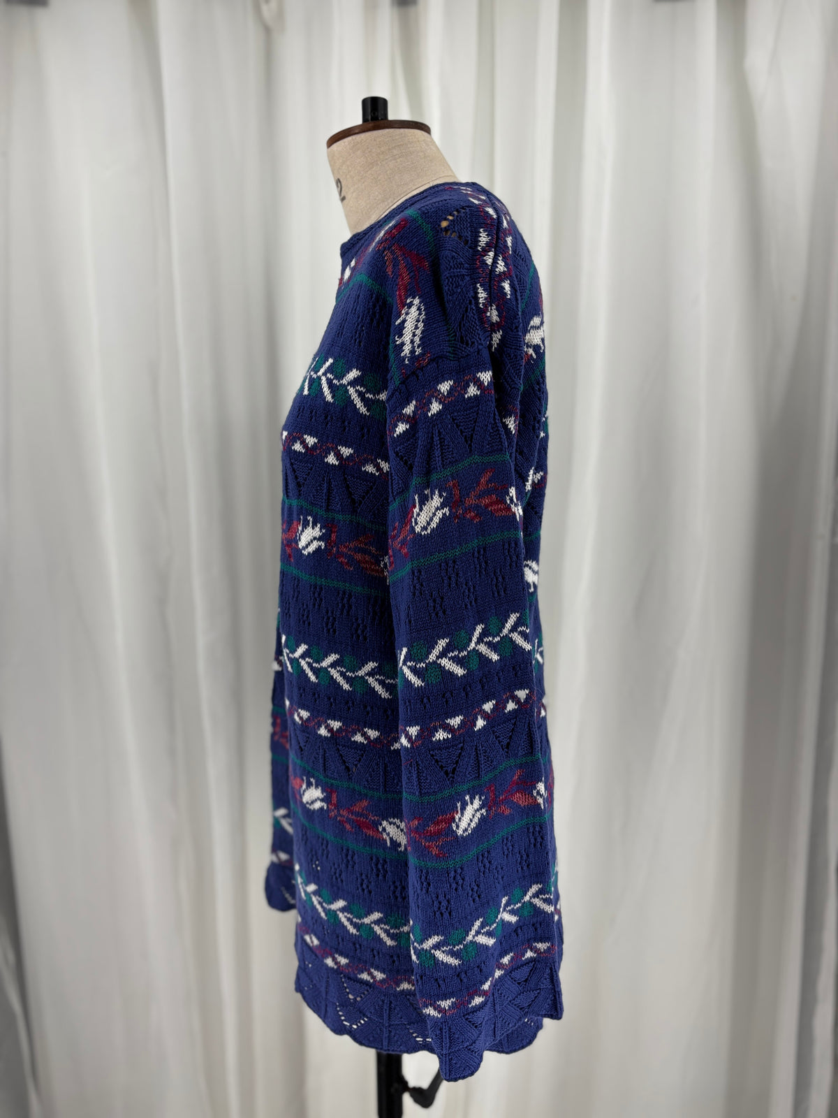 Vintage 90s Patterned Knit Jumper in Blue Purple