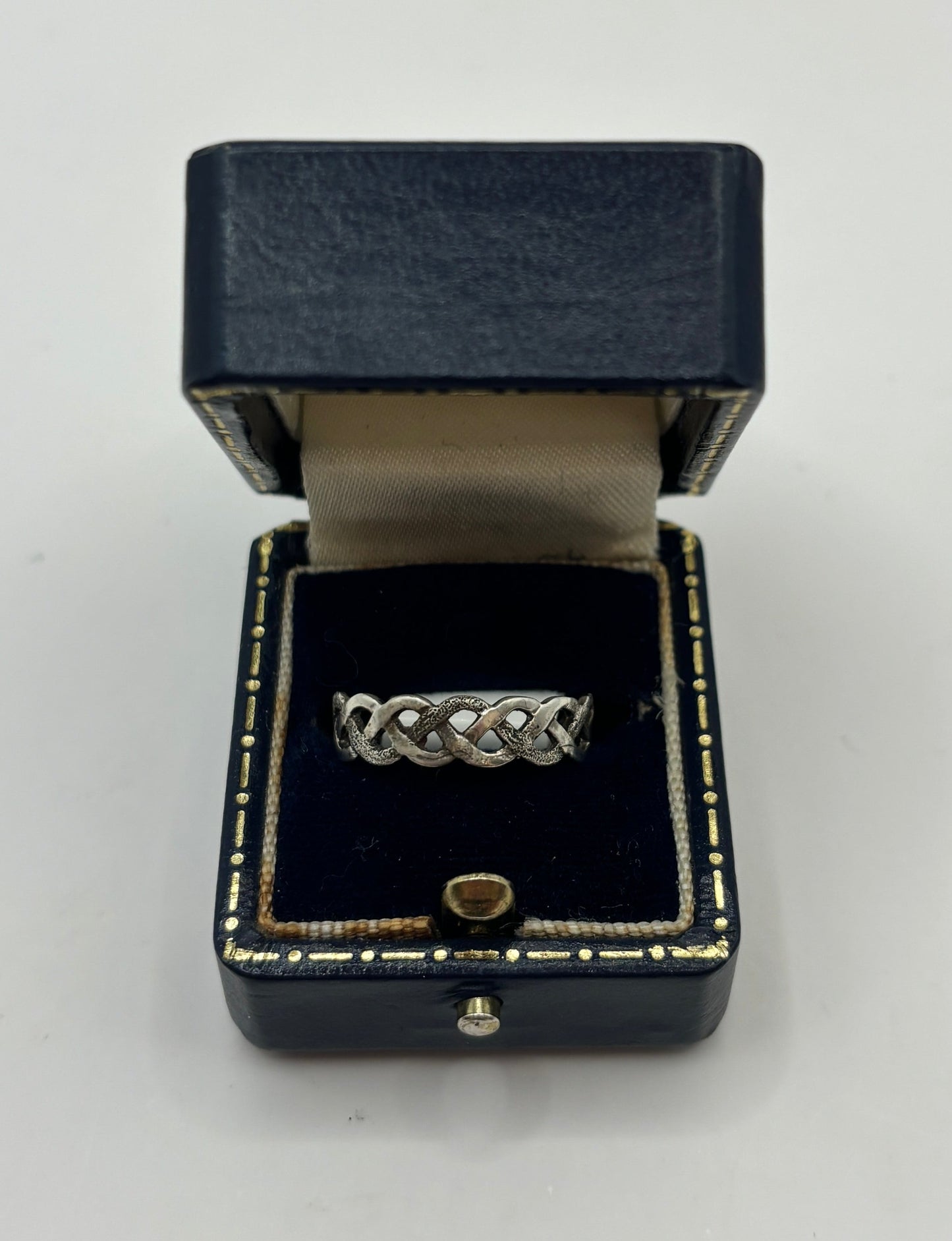 Vintage Sterling Silver Celtic Braid Ring, UK Size P1/2