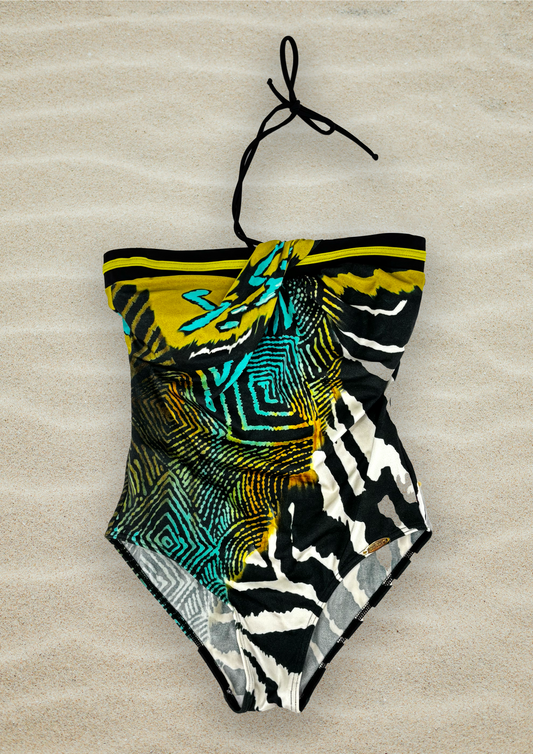 Vintage Bandeau Swimsuit in Wild Animal Print