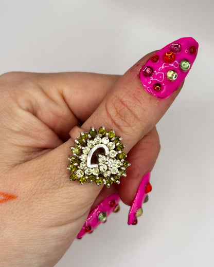 Vintage Sterling Silver Cocktail Cluster Ring, size S
