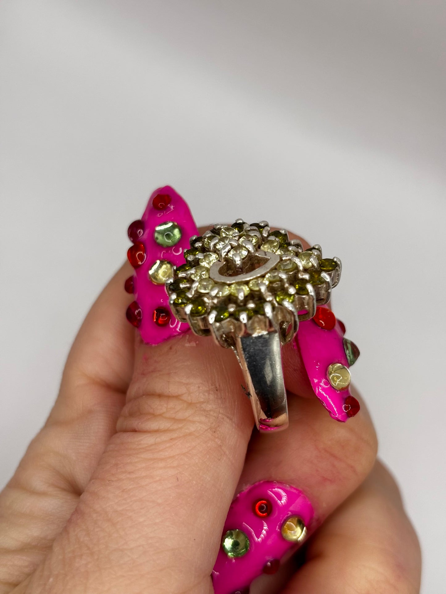 Vintage Sterling Silver Cocktail Cluster Ring, size S