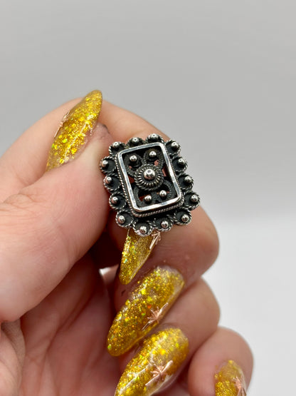 Vintage Sterling Silver Filigree Ring, Adjustable