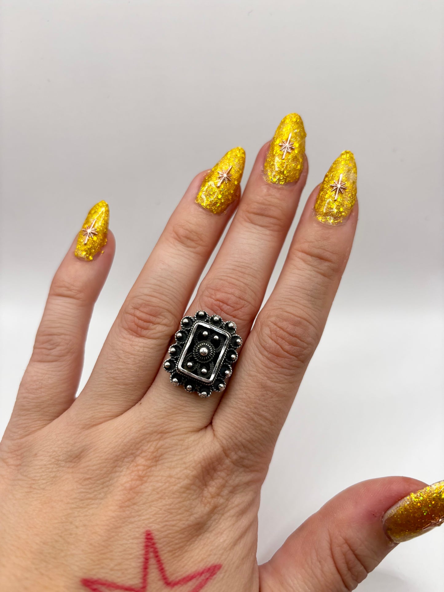 Vintage Sterling Silver Filigree Ring, Adjustable