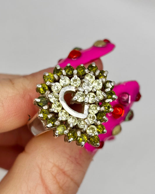 Vintage Sterling Silver Cocktail Cluster Ring, size S