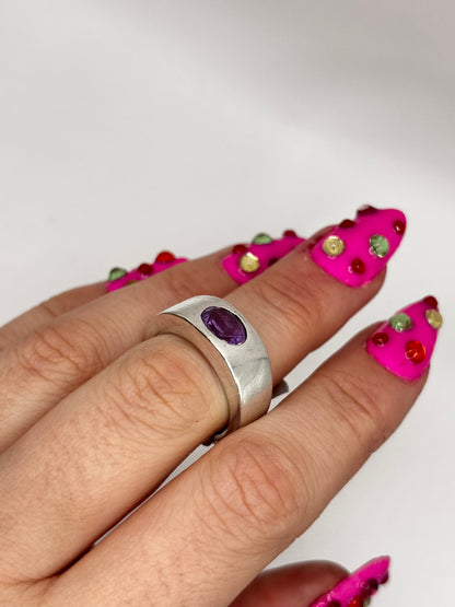 Vintage Sterling Silver Ring with Amethyst, size O1/2