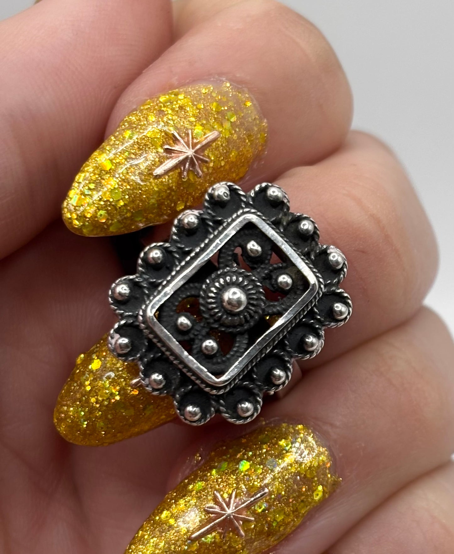 Vintage Sterling Silver Filigree Ring, Adjustable