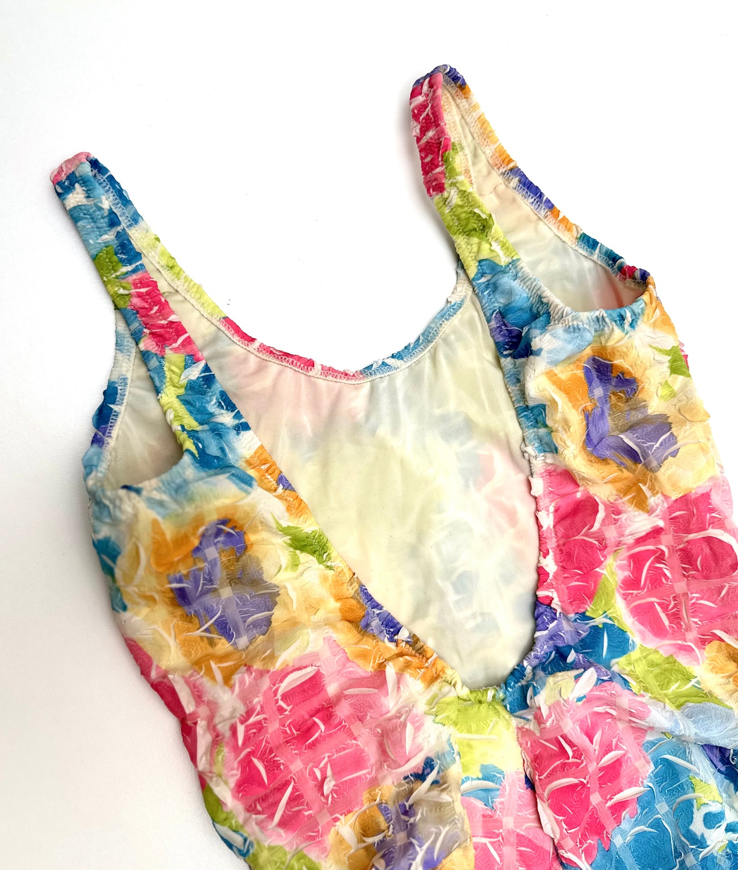 Vintage Swimsuit in Textured Rainbow Shibori