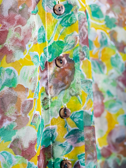 Vintage Sheer Floral Shirt in Yellow & Green