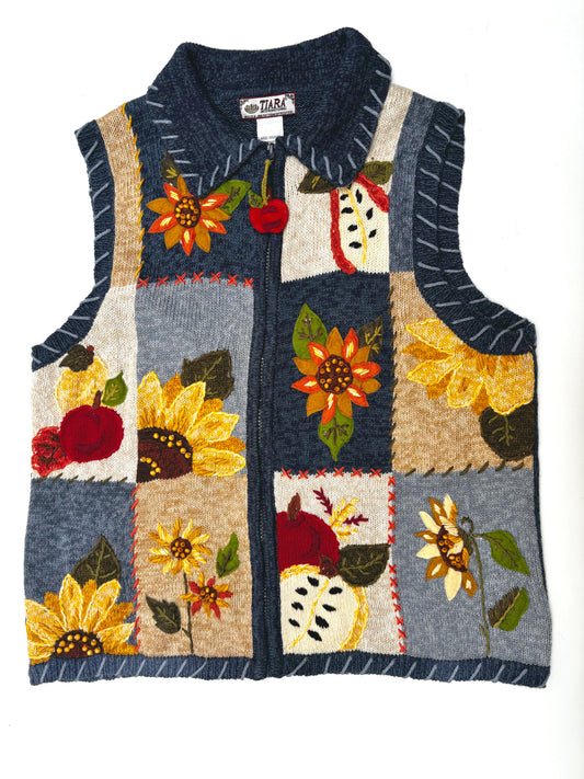 Vintage Fruits & Florals Zipped Waistcoat