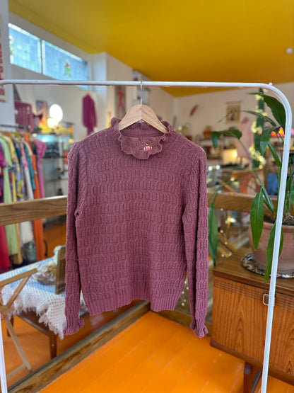 Vintage Pink Ruffle Knit Jumper