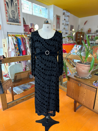 60s Black Velvet Maxi Dress by Eastex