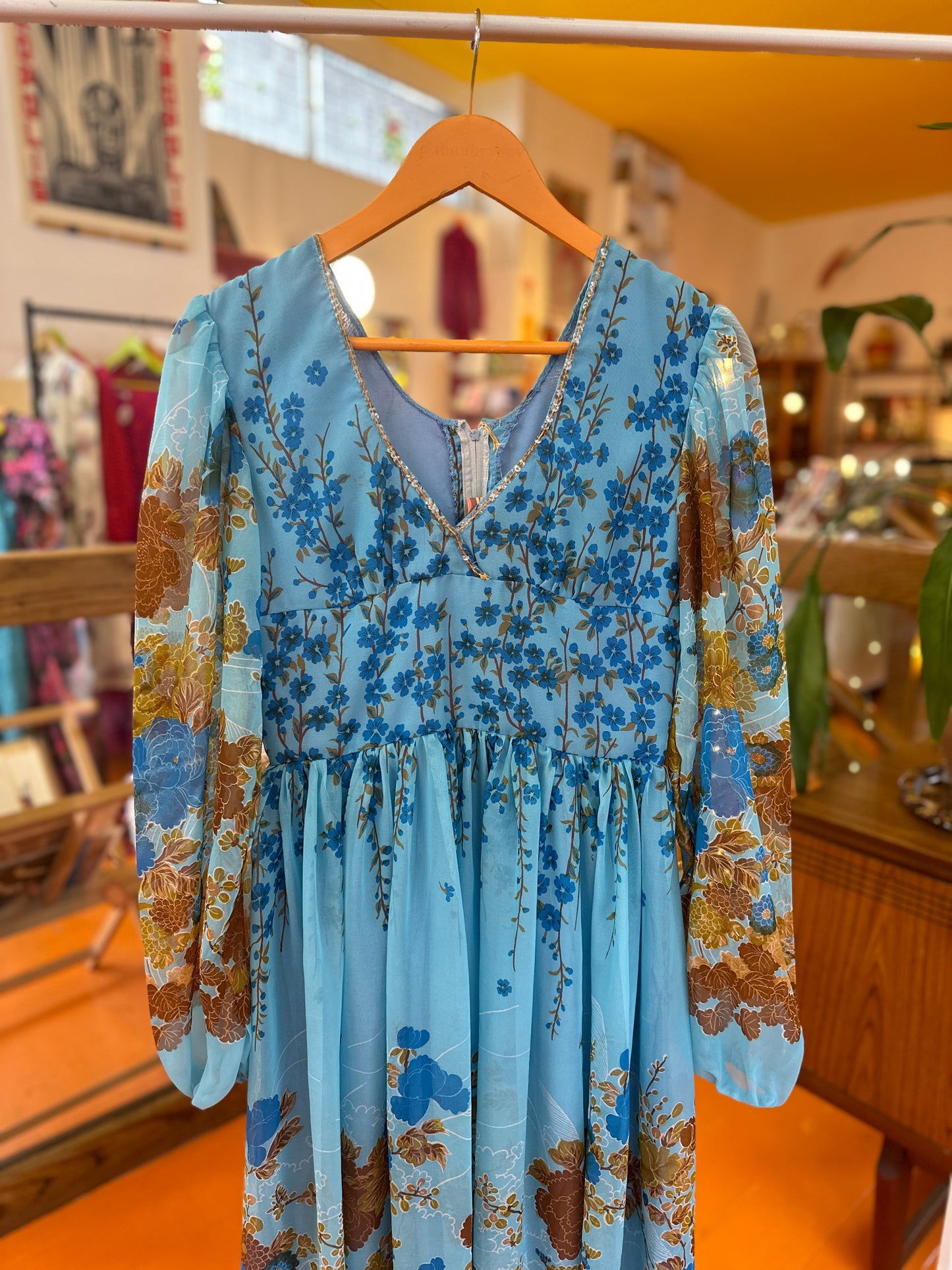 Vintage Blue Floral Dress
