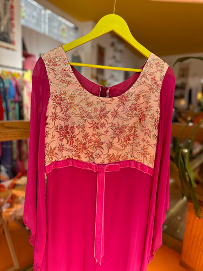 70s Pink and Gold Dress by English Lady