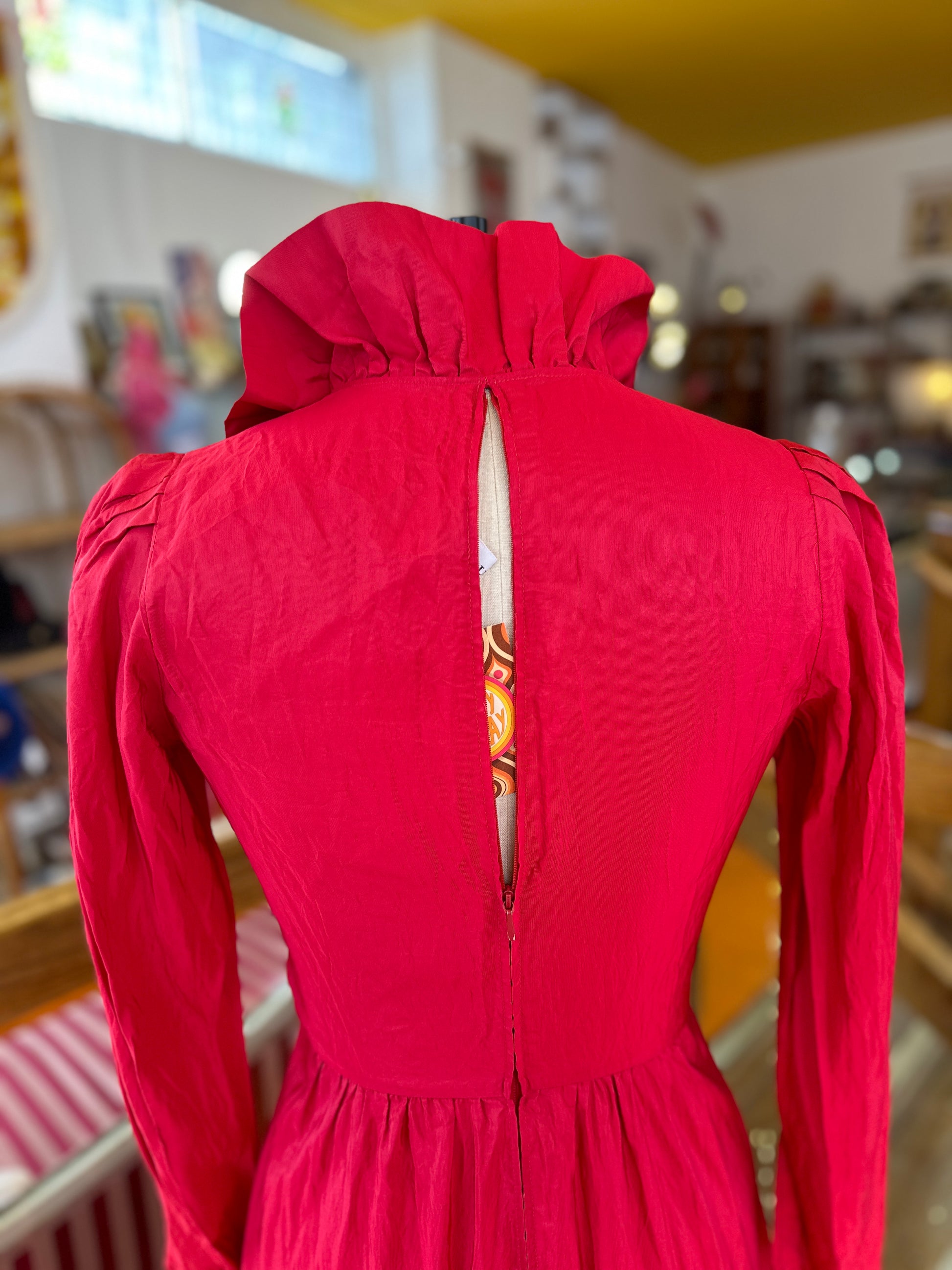 80's Red Prairie Dress by E+M Augustat – happysundayvintage 80's Red Prairie Dress by E+M Augustat – happysundayvintage