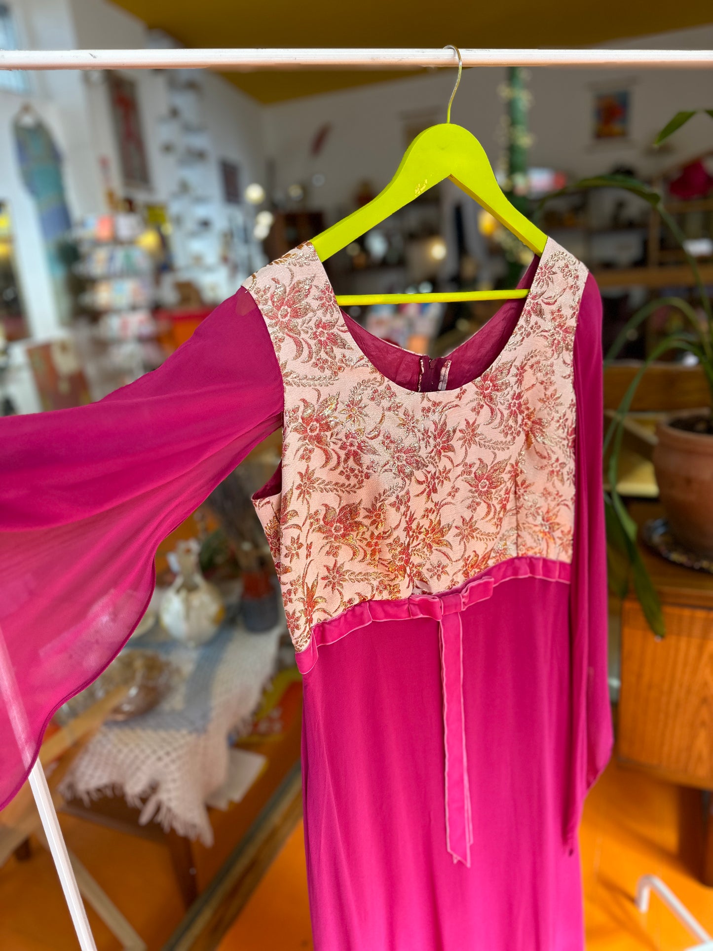 70s Pink and Gold Dress by English Lady