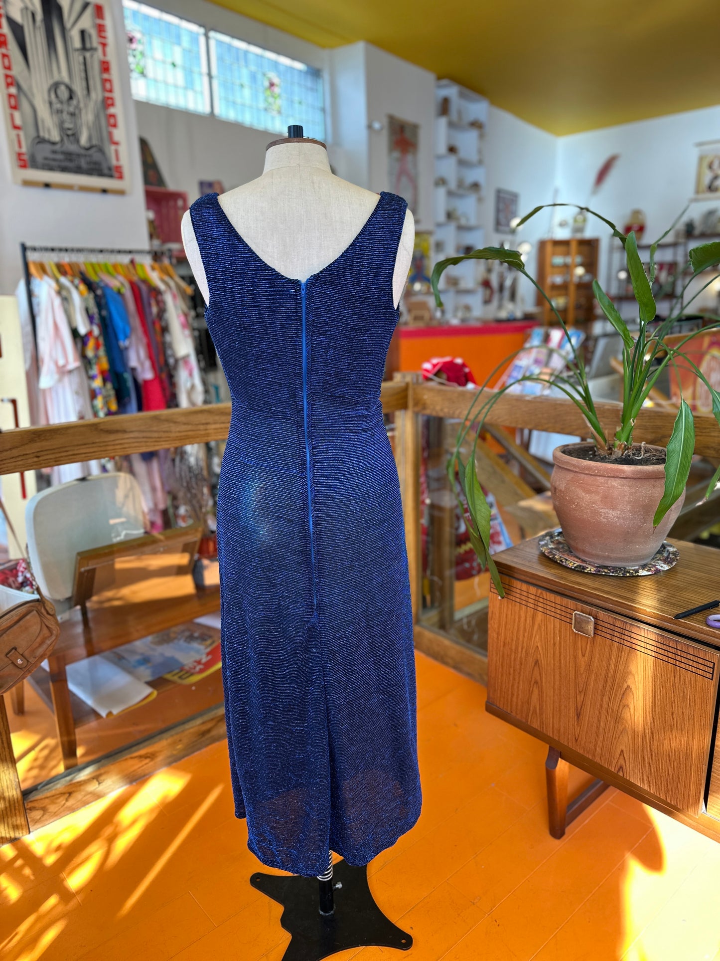 Vintage Handmade Blue Sparkle Gown
