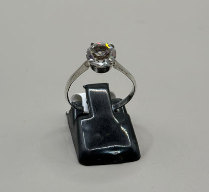 Vintage Sterling Silver Solitaire Ring, UK Size M1/2