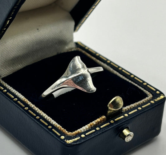 Silver Whale/Dolphin Tail Ring, UK Size Q1/2