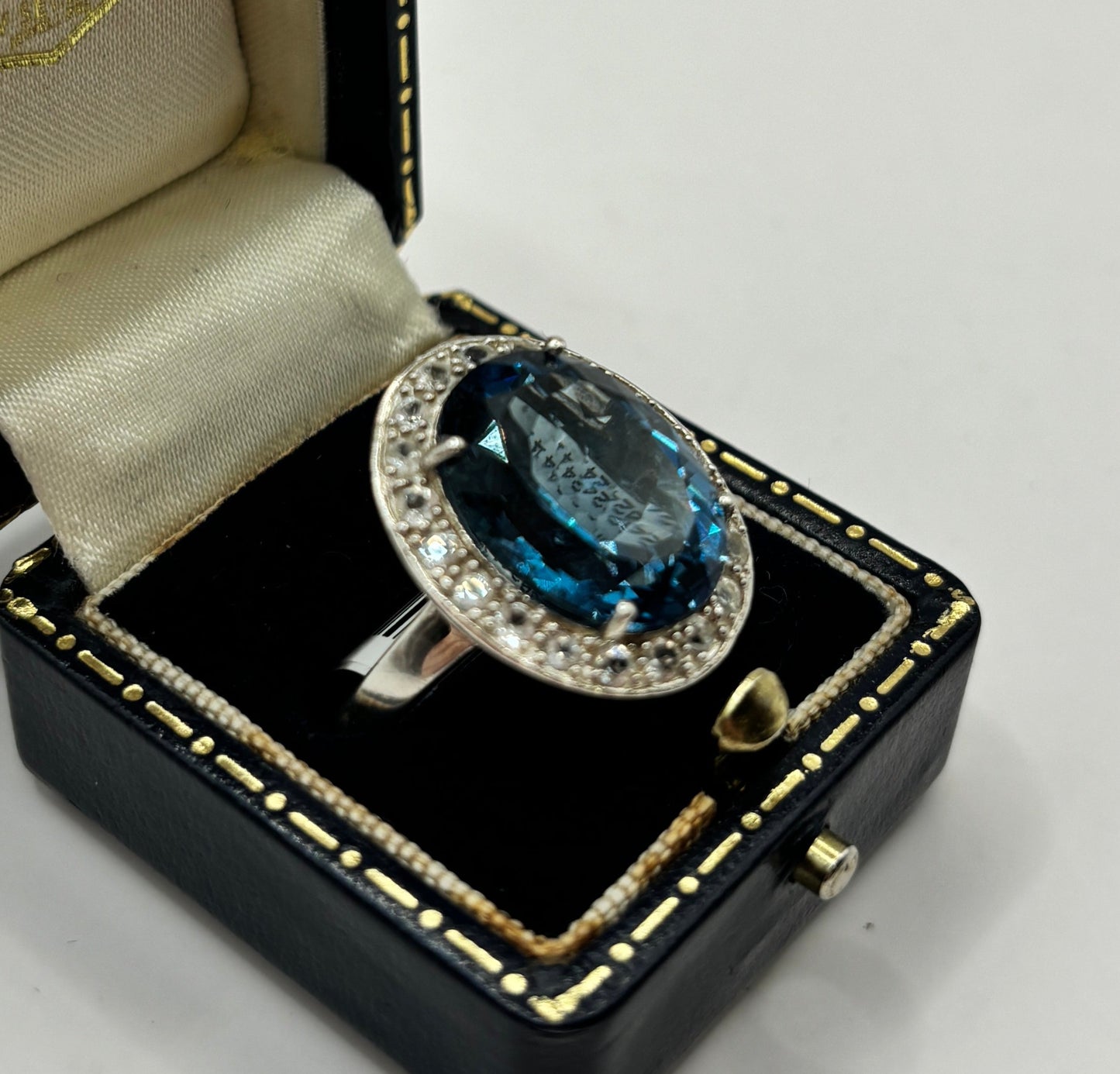Vintage Sterling Silver Ring with Gemstones, Size N