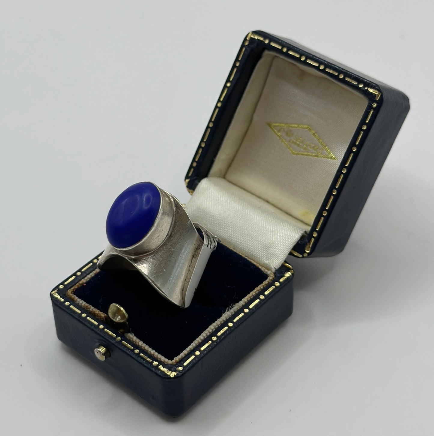 Vintage Sterling Silver Ring with Lapis Lazuli, UK Size N1/2 - Adjustable
