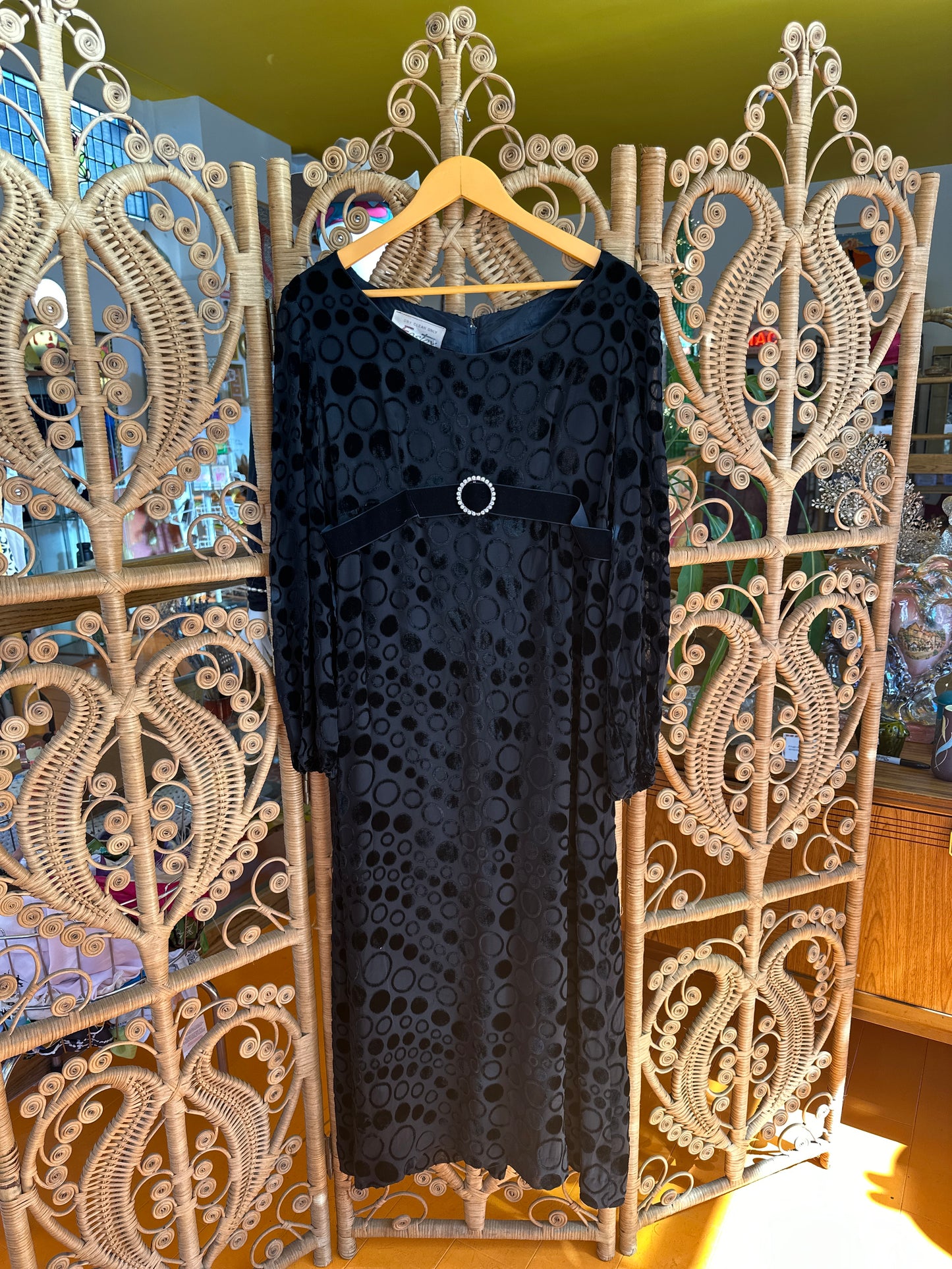 60s Black Velvet Maxi Dress by Eastex