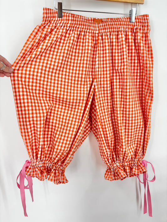 SAMPLE Bloomer Trousers | Orange Gingham | SIZE 12-14