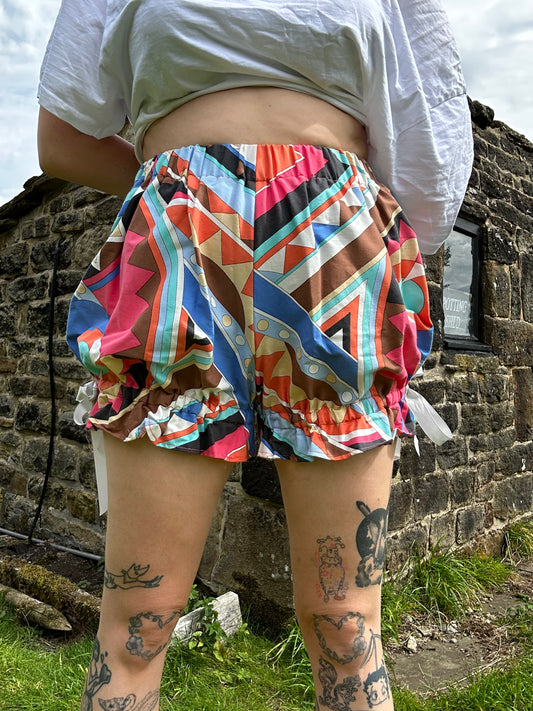 Mini Bloomers // Geometric Pattern with Ribbon Ties // size UK 12-14