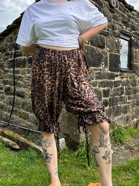 Midi Bloomers // Silky Leopard Print Satin // size UK 12-14
