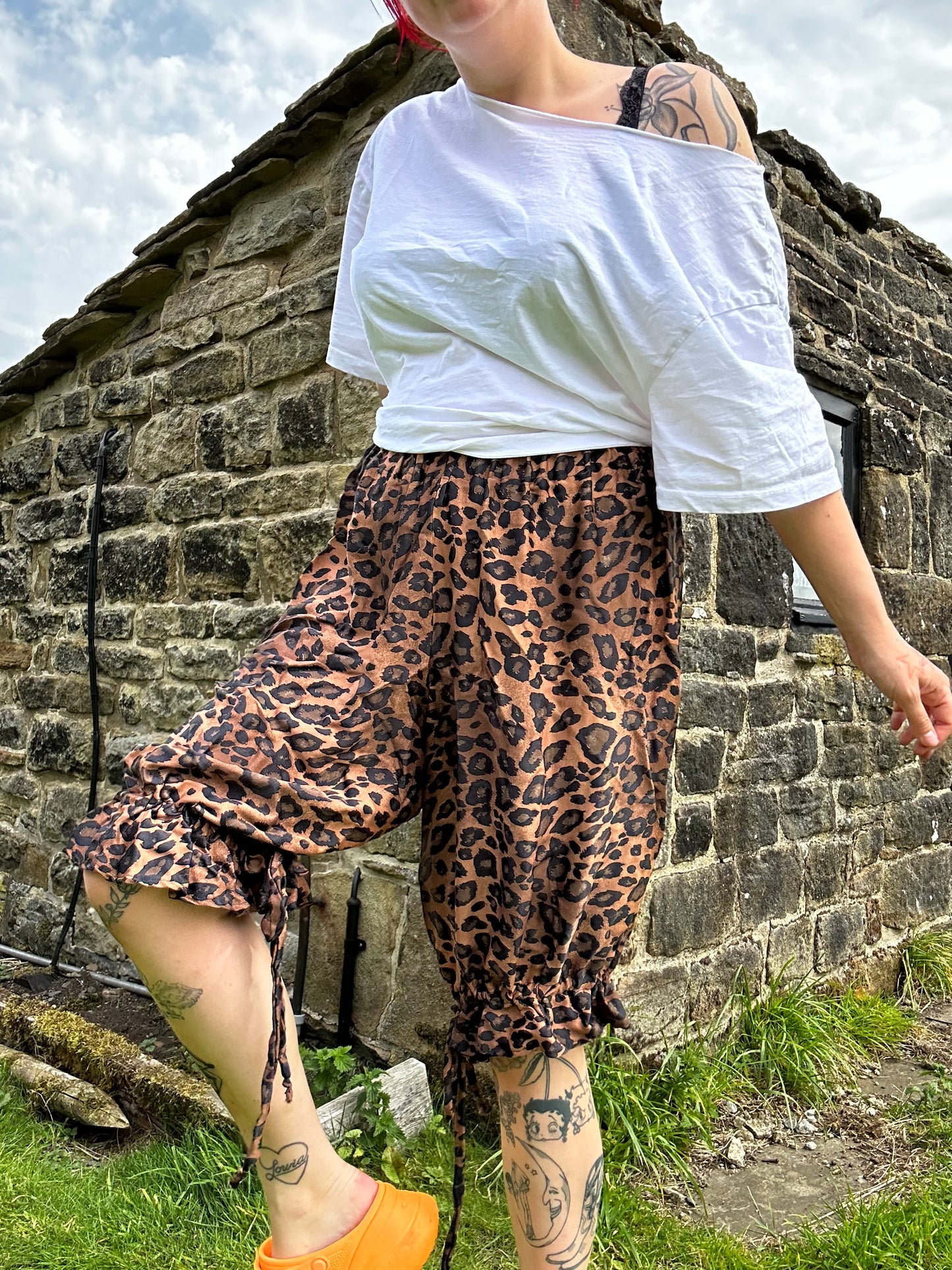 Midi Bloomers // Silky Leopard Print Satin // size UK 12-14