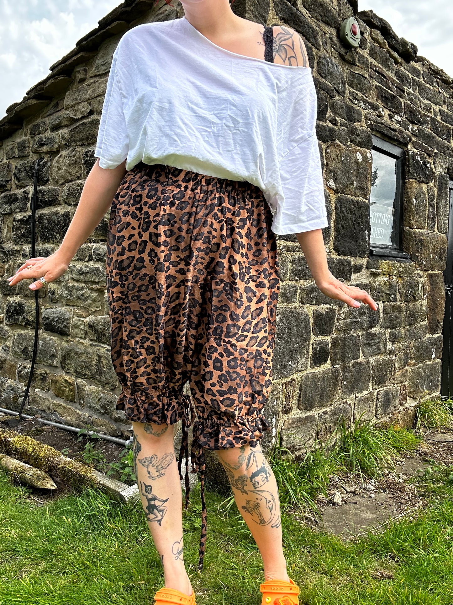 Midi Bloomers // Silky Leopard Print Satin // size UK 12-14
