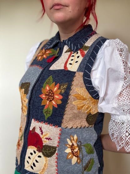 Vintage Fruits & Florals Zipped Waistcoat