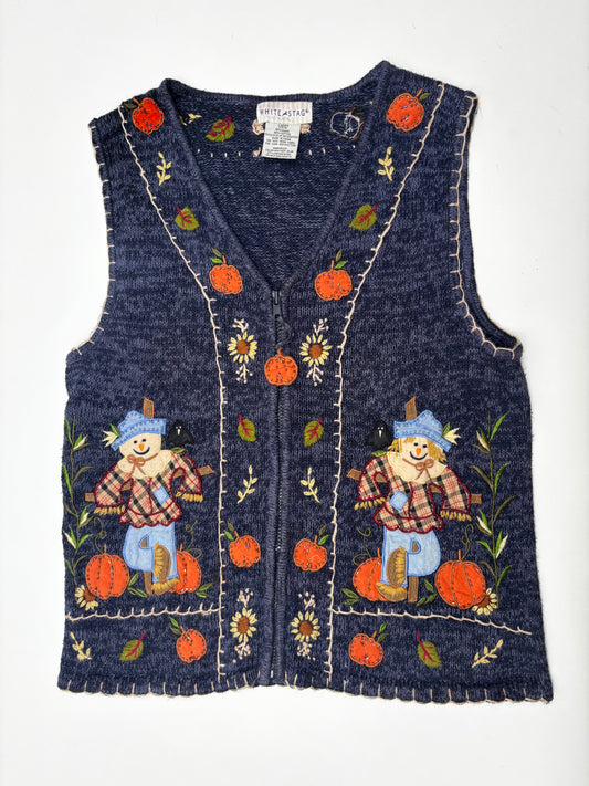 Vintage Blue Scarecrow Zipped Waistcoat
