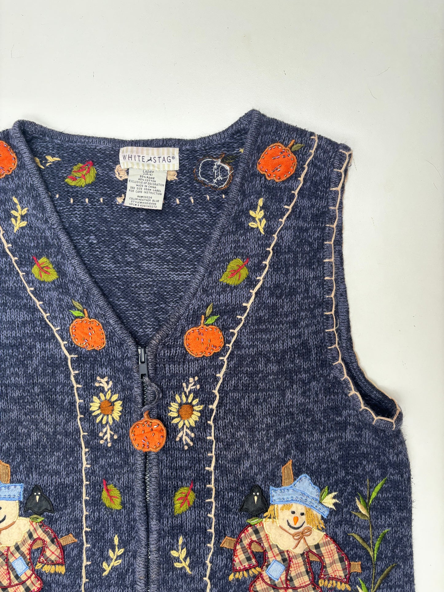 Vintage Blue Scarecrow Zipped Waistcoat
