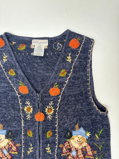 Vintage Blue Scarecrow Zipped Waistcoat