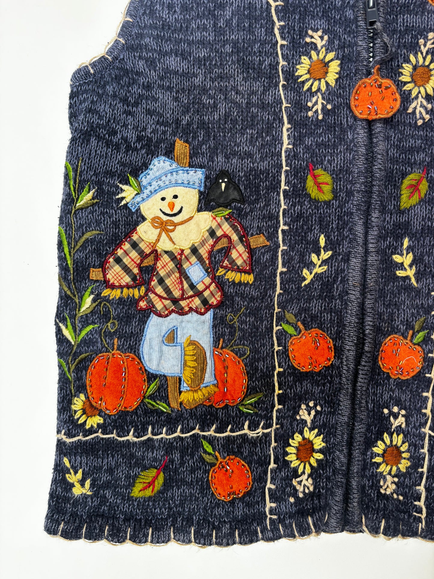 Vintage Blue Scarecrow Zipped Waistcoat