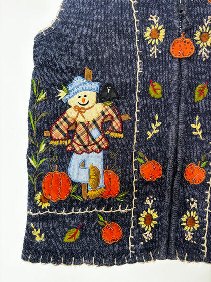 Vintage Blue Scarecrow Zipped Waistcoat