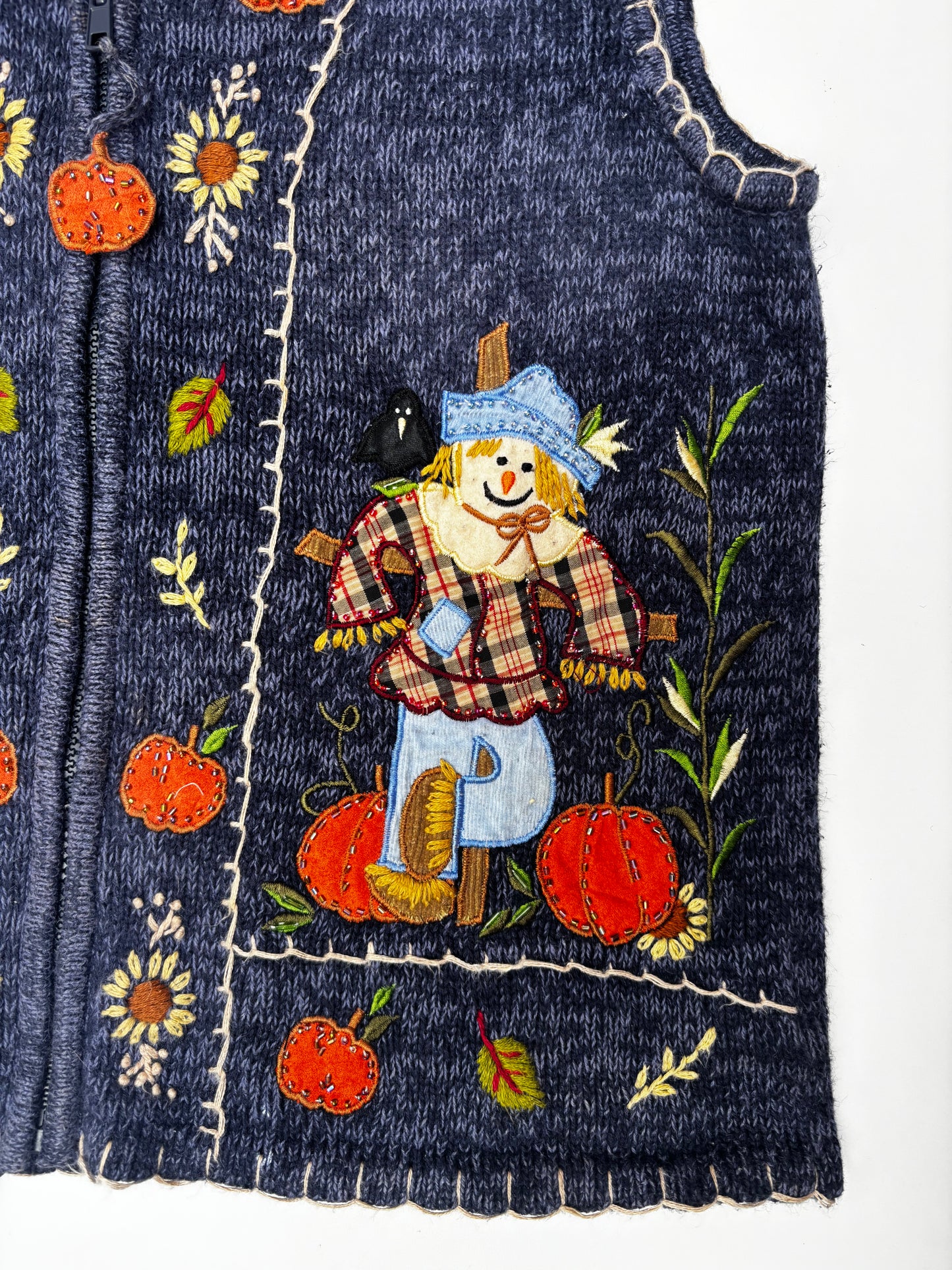 Vintage Blue Scarecrow Zipped Waistcoat